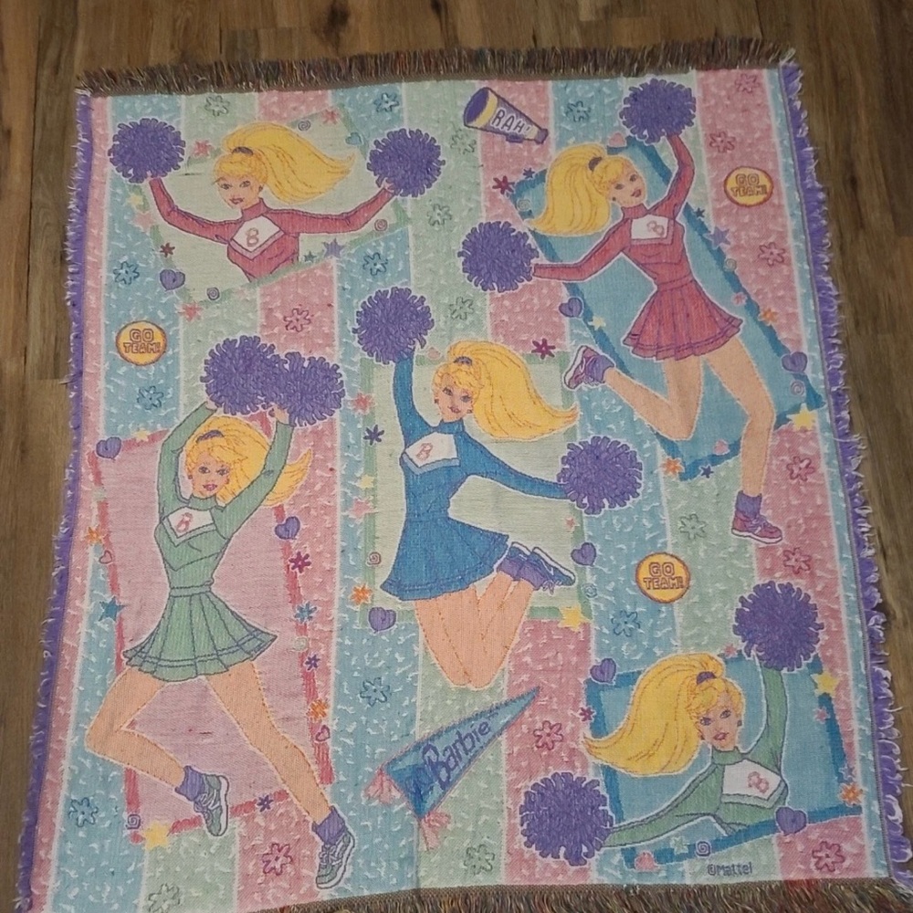 Mattel Cheerleader Blanket with Purple and Blue Accents